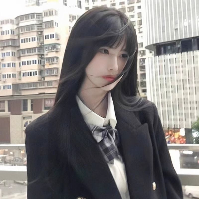 Black Simulation Zhang Bangs Universal Style Long Straight Wig