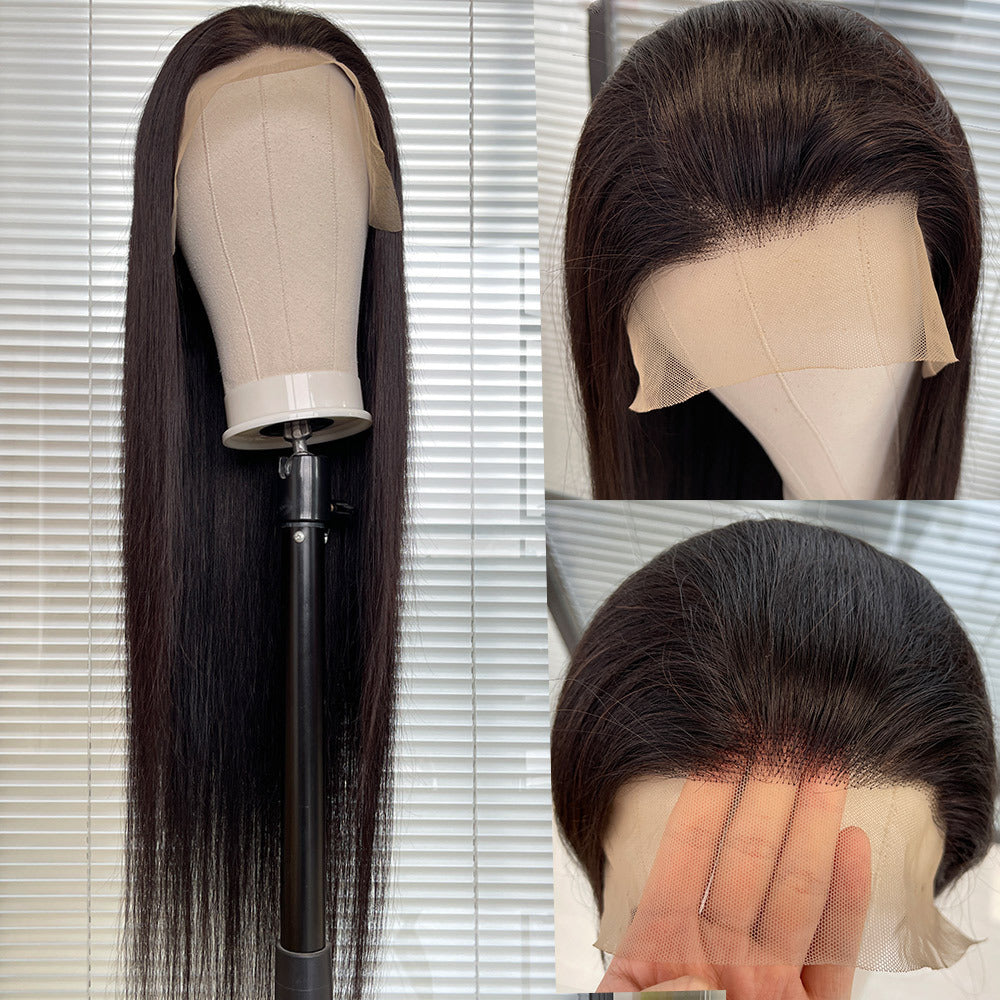 Women's Mid-length Front Lace Chemical Fiber Natural Long Straight Wig