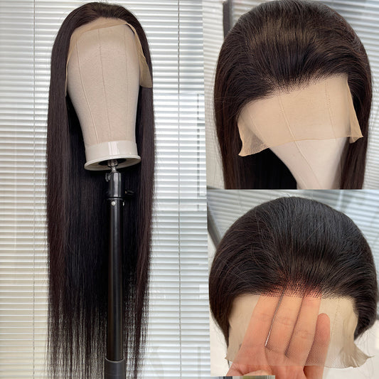 Women's Mid-length Front Lace Chemical Fiber Natural Long Straight Wig