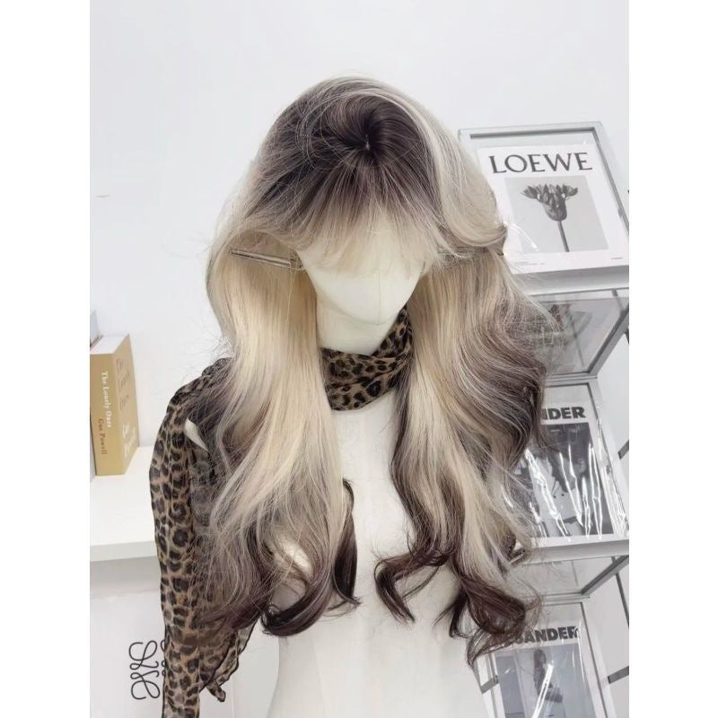 Female Gradient High Level Hot Top Dyed Curly Hair Wave Wig Long Curls