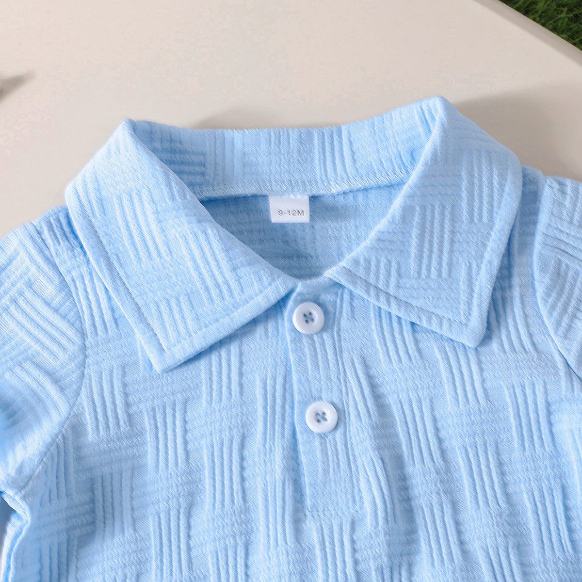 Boy Jacquard Short Sleeve Polo Collar Top Shorts Summer Daily Children's Suit