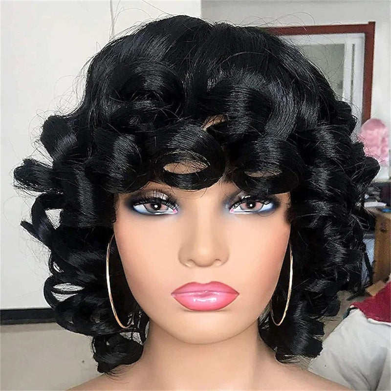 Women's Optional African Small Volume Large Synthetic Wig Short Curly Hair