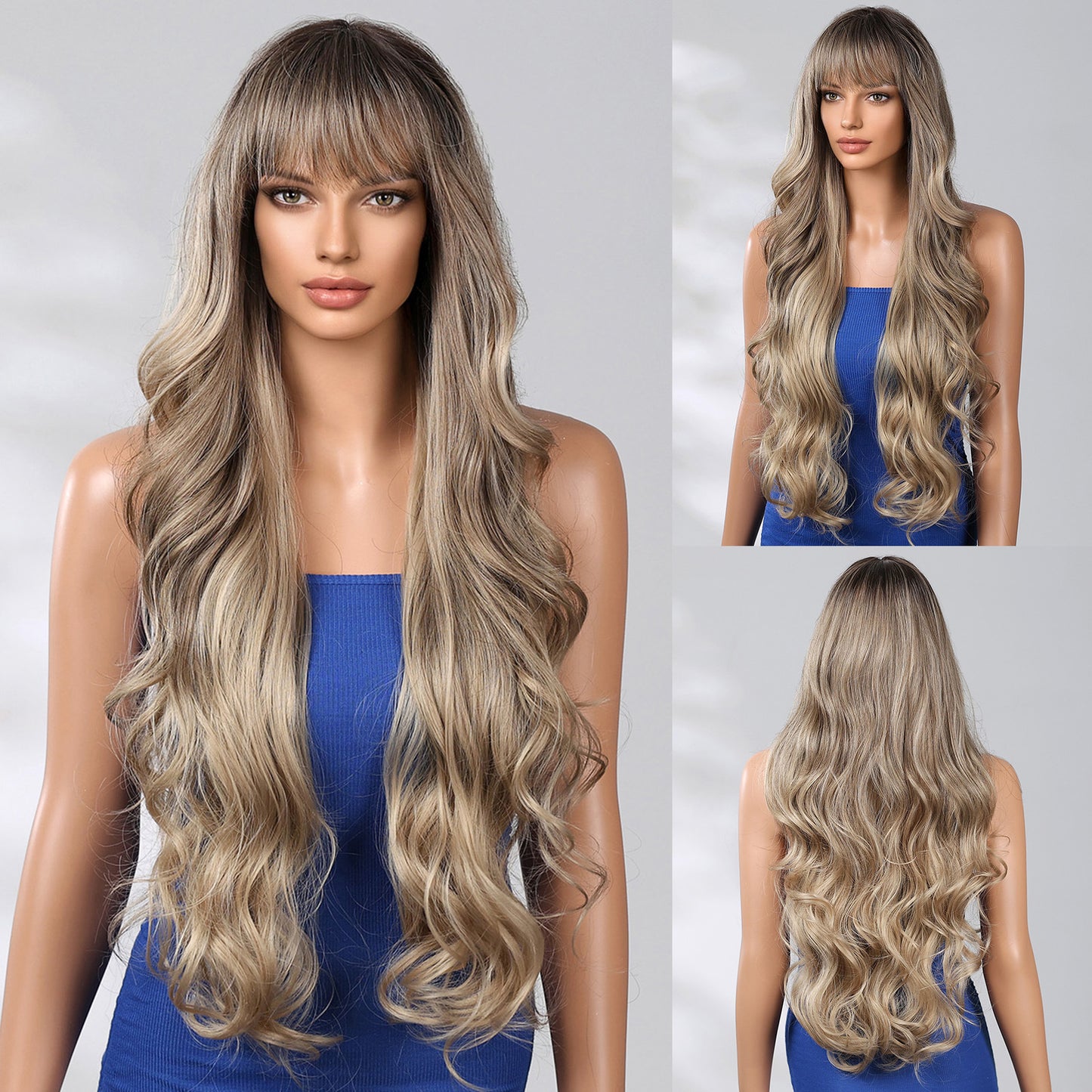 Female Wine-red Curly Hair Big Wave Natural Wig Long Curls