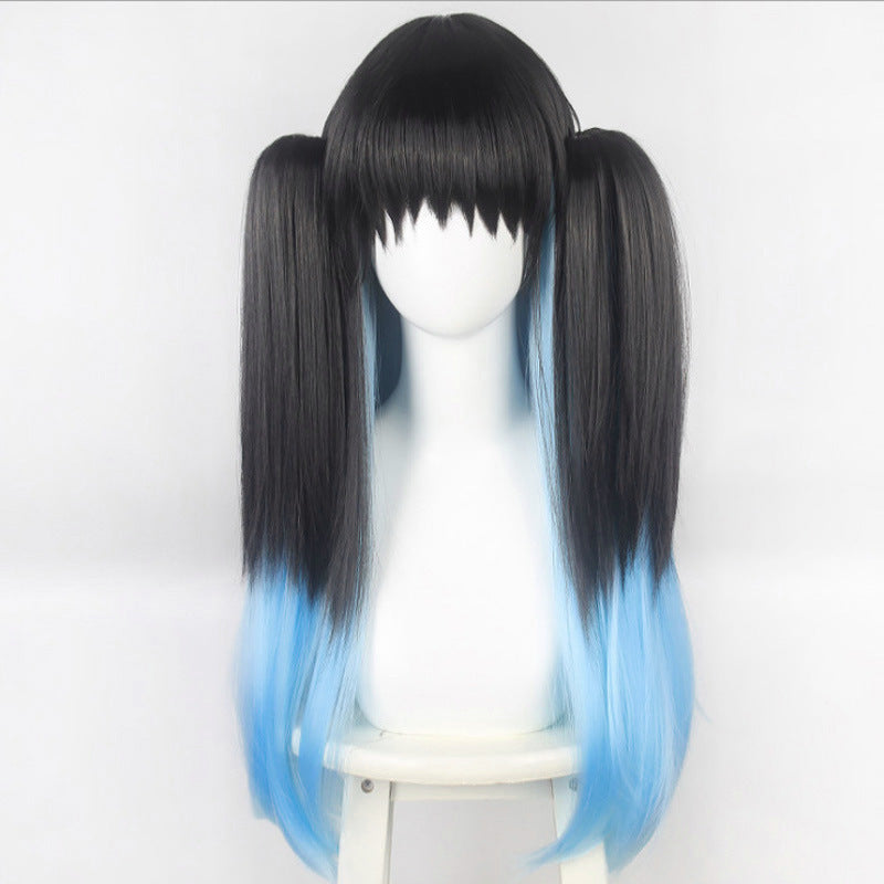 Anime No Hours Transparent Black Gradient Blue Straight Cos Wig