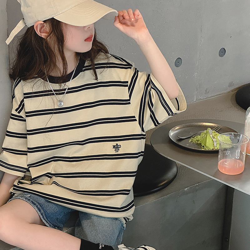 Children's Western Style Striped Short Sleeve Medium Children's Suit