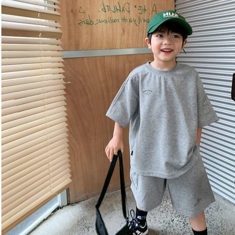 Children's Summer Teens Short Sleeve Shorts Casual Two-piece Clothes Sports Children's Suit