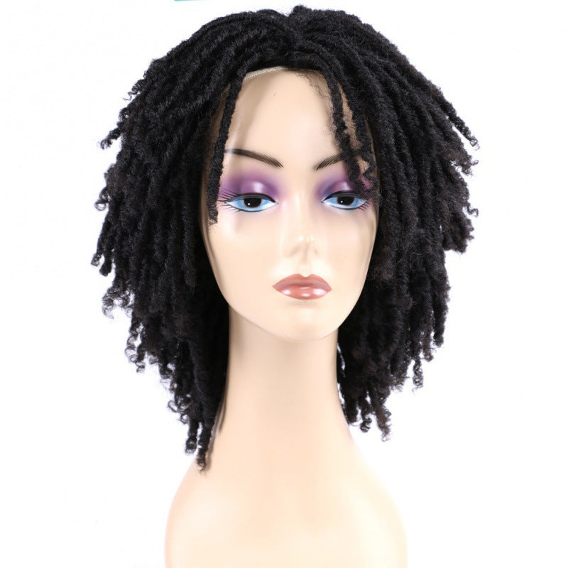 Fashion African Small Reel Curved Dreadlocks Wig Short Curly Hair