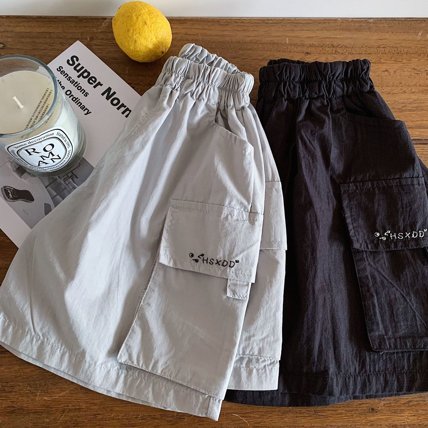 Children's Summer Korean Style Pocket Overalls Solid Children's Pants
