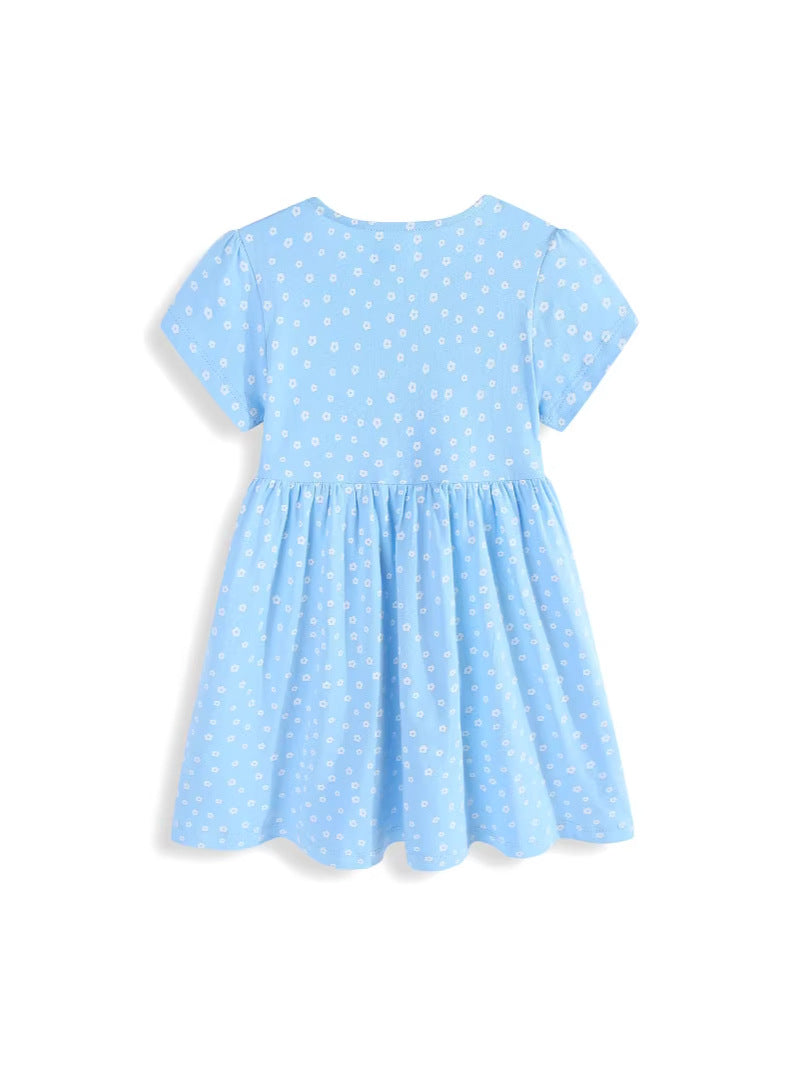 Children's Embroidered Knitted Short Sleeve Princess Clothing Children's Dress