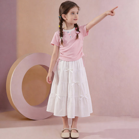 Children's Sweet Set Skirt Summer Fashionable Small Comely Short-sleeved T-shirt Children's Suit
