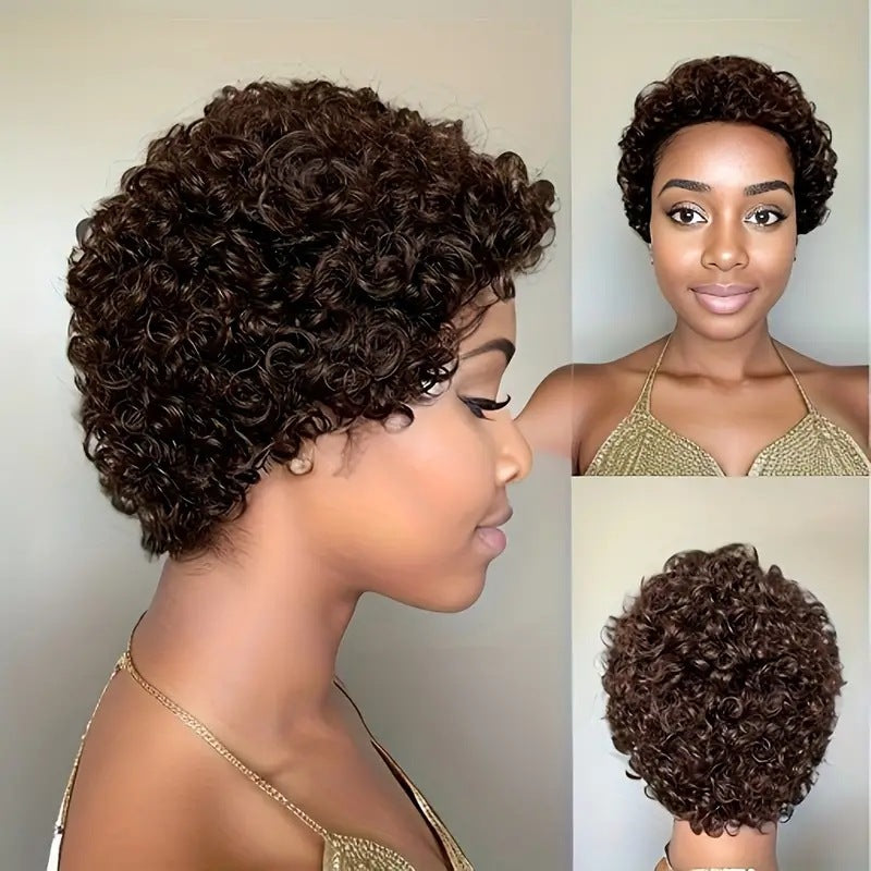 Human Mechanism Head Cover African Small Wig Short Curly Hair
