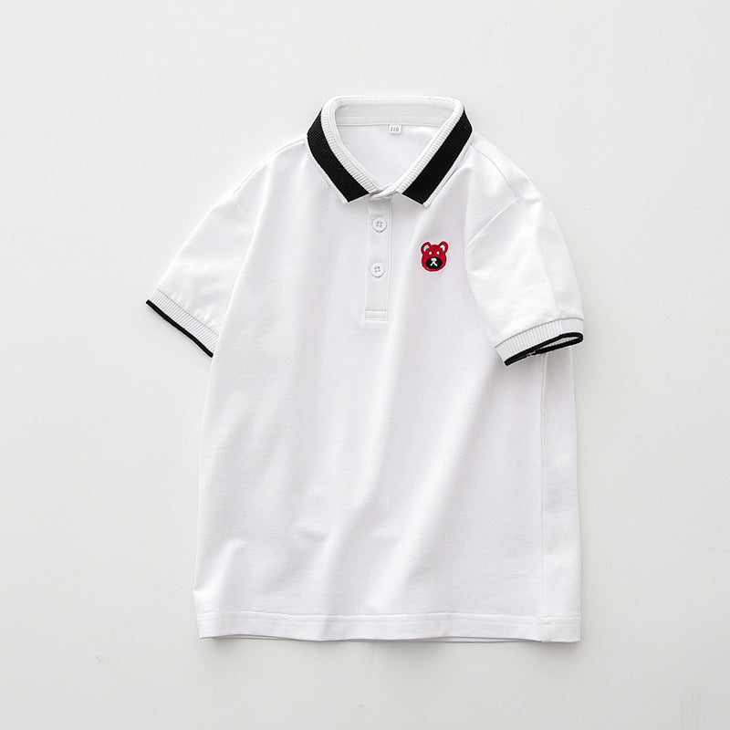 Children's Summer Korean Style Short-sleeved Medium Big Cotton Shirt Polo Children's T-shirt