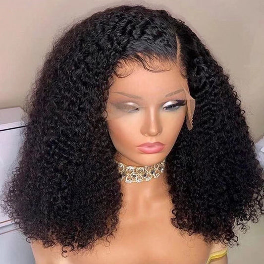 Front Lace African Wigs With Small Wig Short Curly Hair