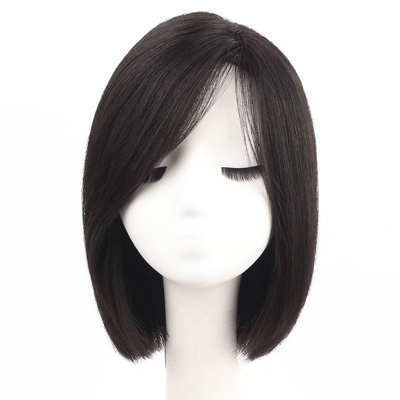 Female Human Forehead Seamless Partial Distribution Wave Head Real Hair Wig