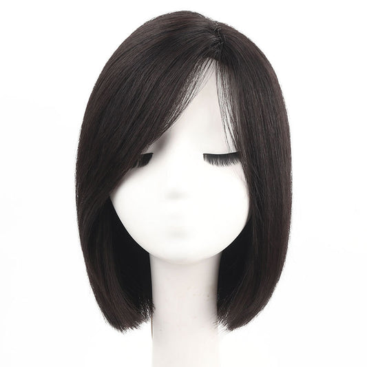 Female Human Forehead Seamless Partial Distribution Wave Head Real Hair Wig