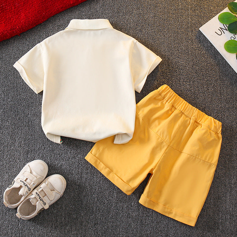 Children's Summer Short-sleeved Ruffle Handsome Fashion Children's Suit
