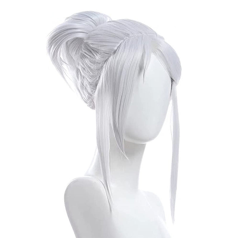 Dauntless Contract Sier White Ponytail Short Cos Wig