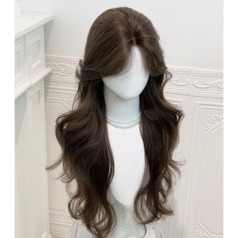 Women's Cold Brown Lace Mid-length Curly Hair Graceful Fashionable Wig Long Curls