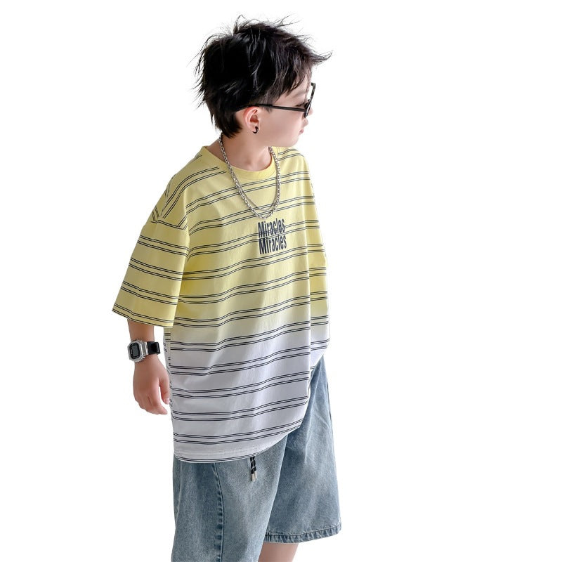 Children's Clothing Boy's Short-sleeved Summer Clothes Medium Big Boys Cotton Children's T-shirt