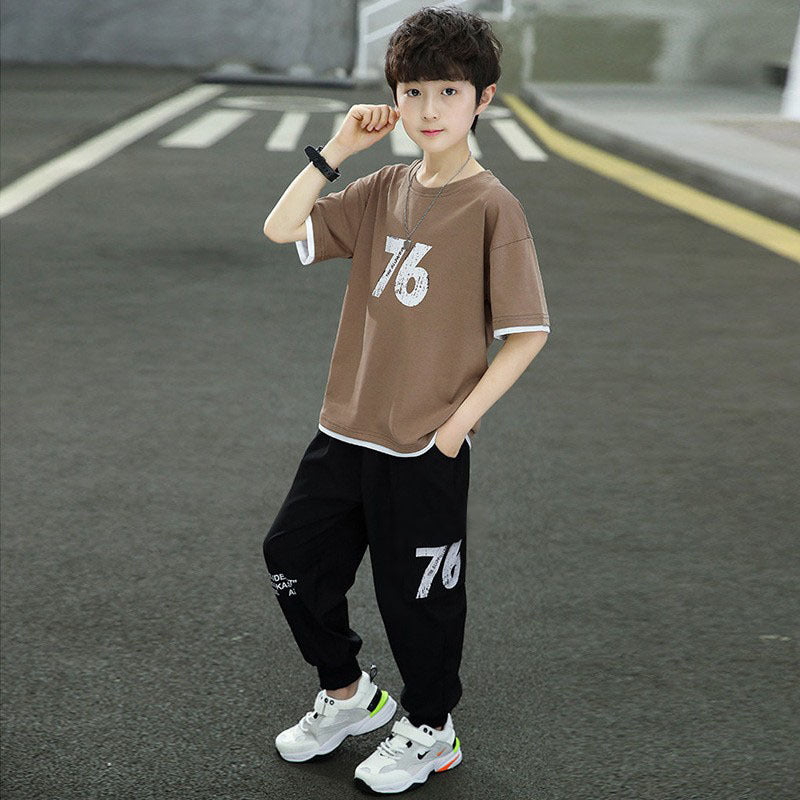 Children's Clothes Casual Handsome Middle Big Trousers Two-piece Fashion Children's Suit