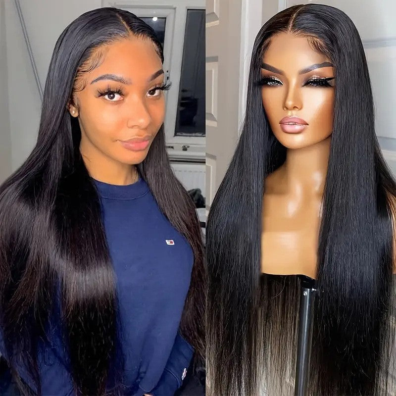 Women's Light Golden Medium Hair Chemical Fiber Long Straight Wig