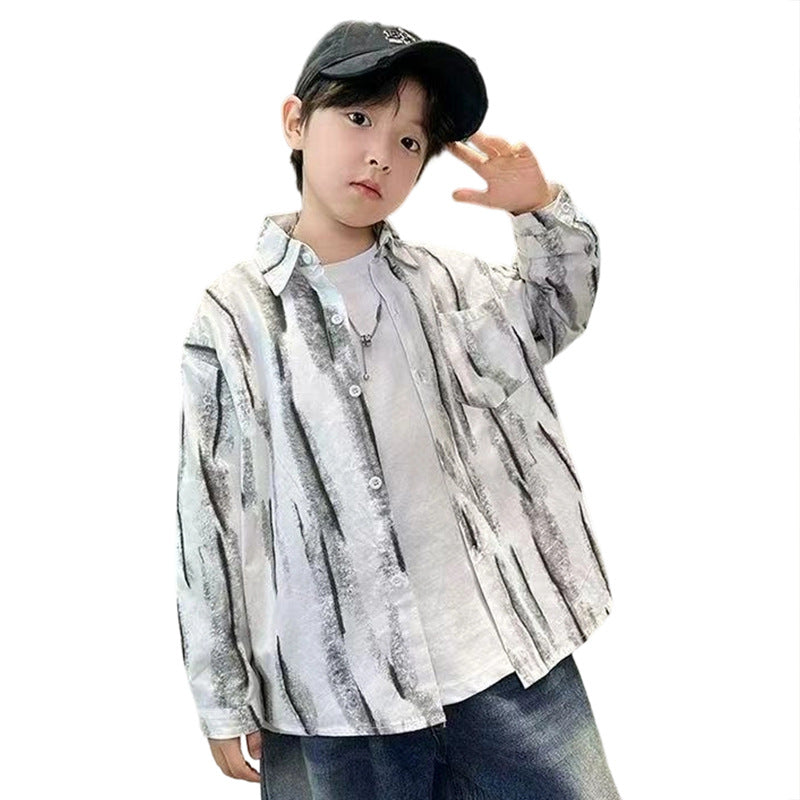 Children's Clothing Middle Big Spring Fashionable Handsome Long Sleeve Children's Shirt