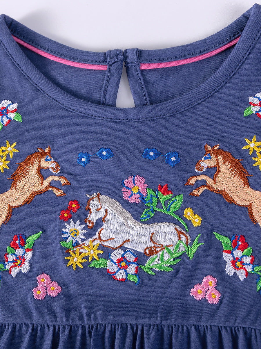 Children's Summer Embroidered Skirt Cute Short Sleeve Children's Dress