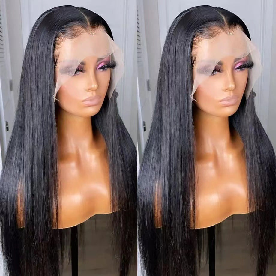 Women's Mid-length Hair Former Lace Head Cap Long Straight Wig
