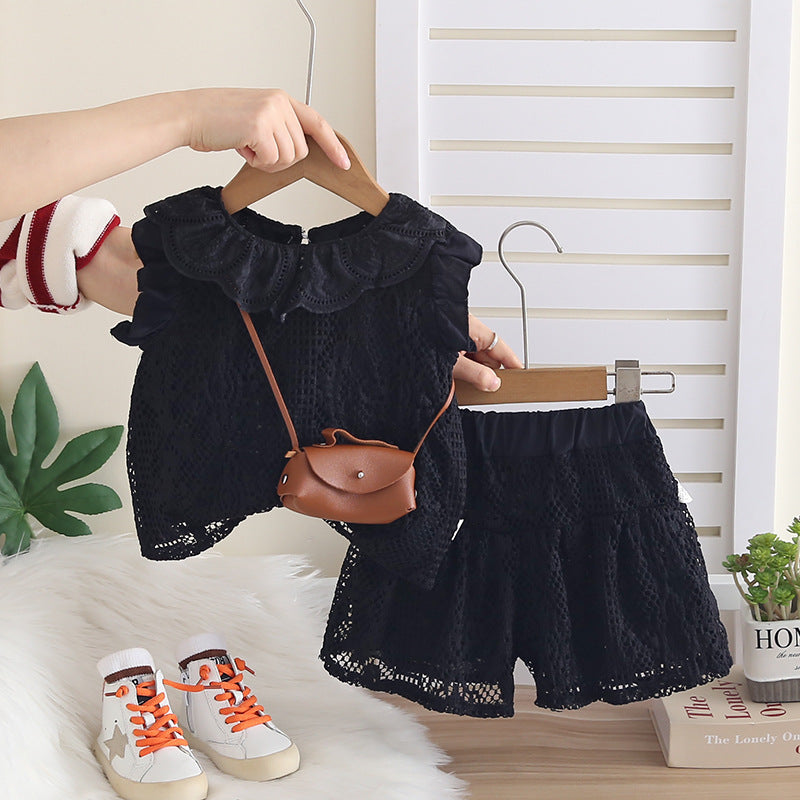 Children's Summer Western Style Hollow Lapel Sleeveless Children's Suit