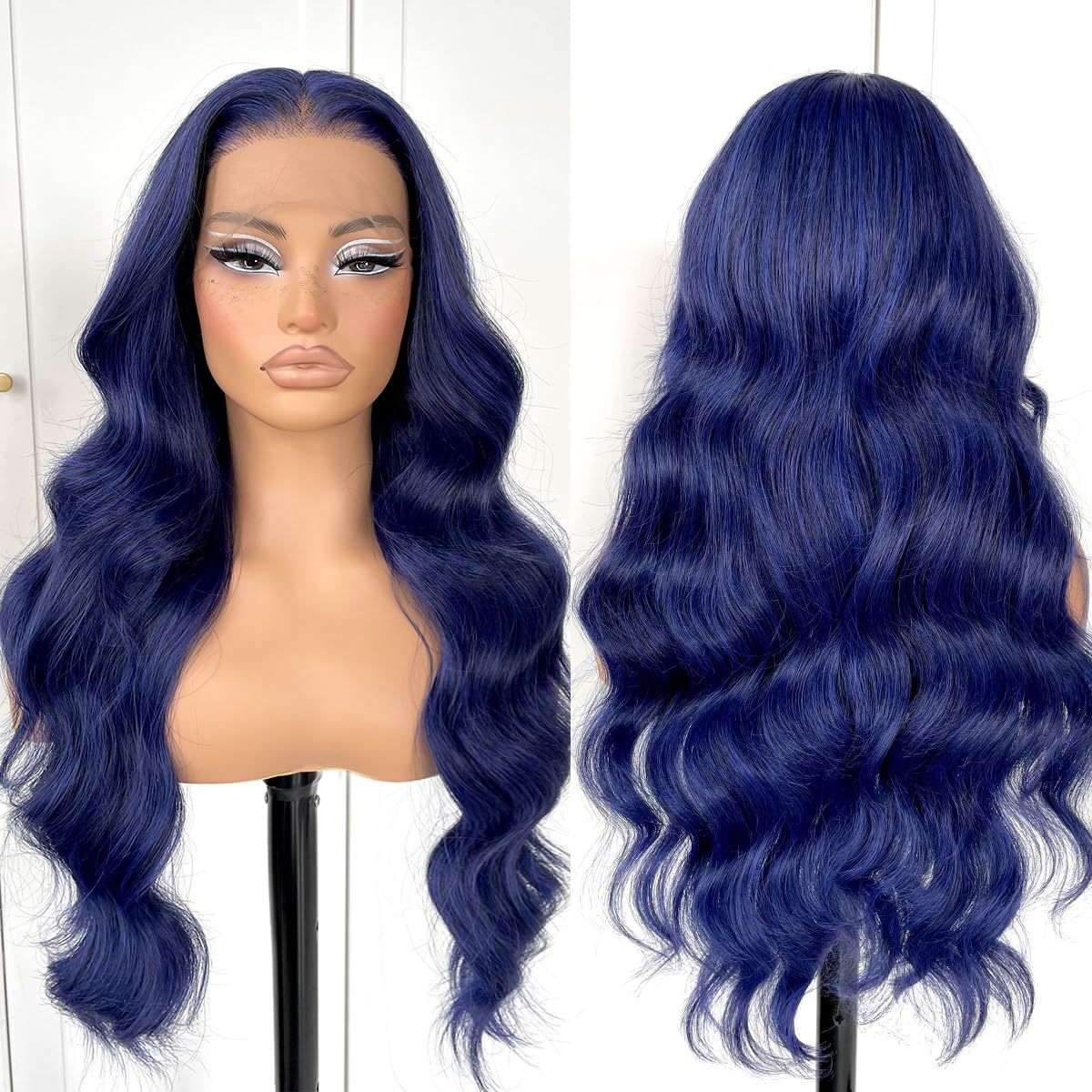 Women's Front Lace Synthetic Wigs Golden Medium Curly Hair Big Wave Wig Long Curls