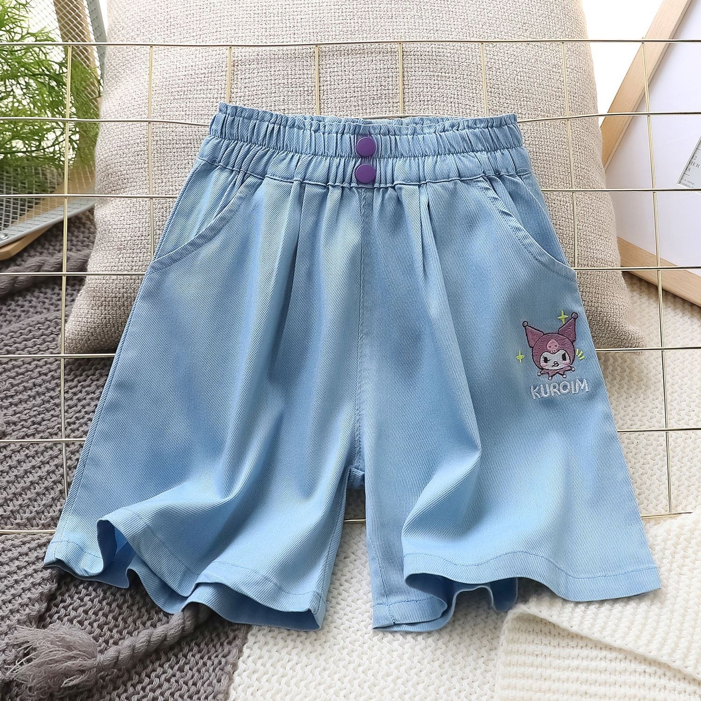 Lightweight Twill Stretch Denim Korean Style Little Bear Children's Pants