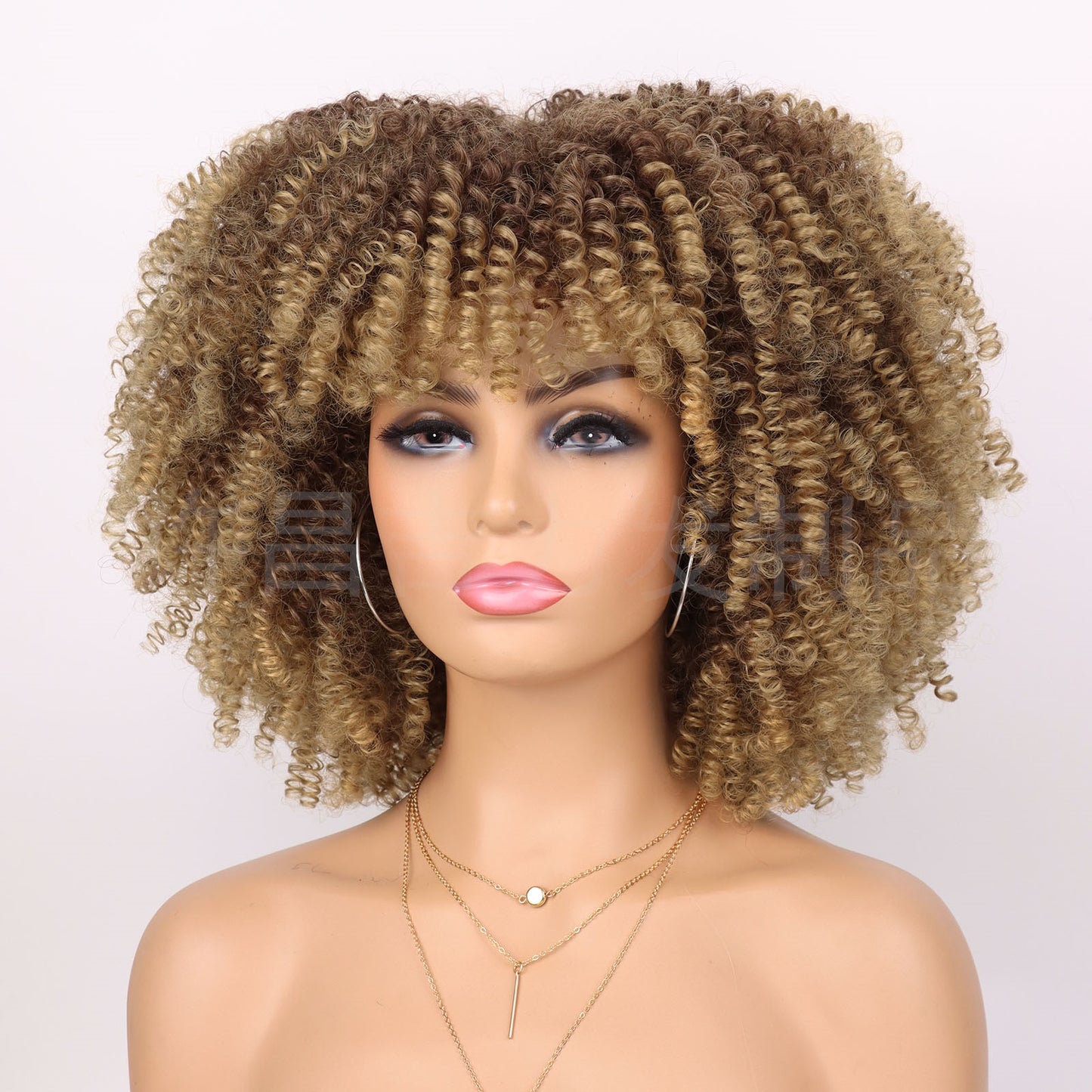 Women's Afro African Small Volume Fluffy Head Wig Short Curly Hair
