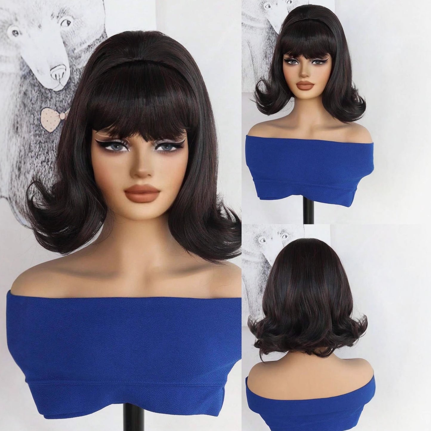 Women's High Skull Top Daily Wear Shape Wig Short Curly Hair