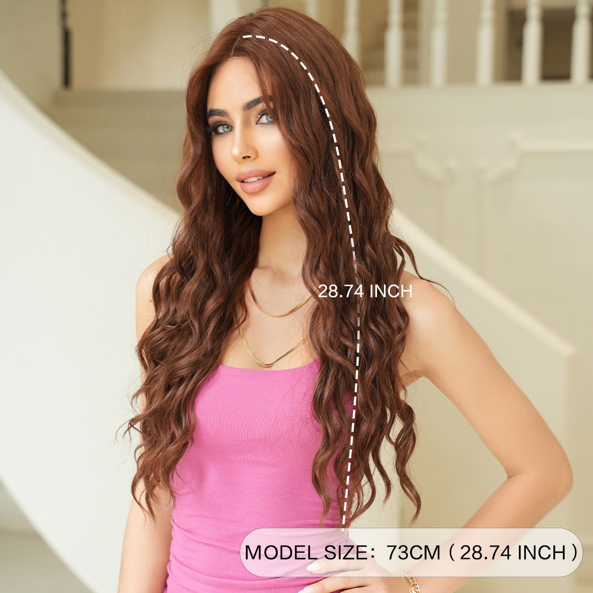 Brown Small Lace Female Forehead Hand Crocheting Natural Curly Hair Wig Long Curls
