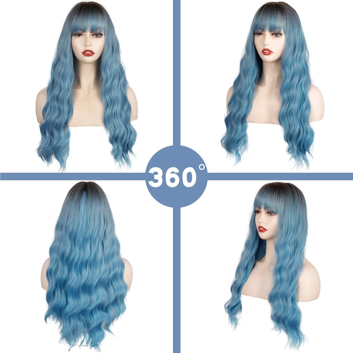 Black Curly Hair Multiple Colors Fiber Wig Long Curls