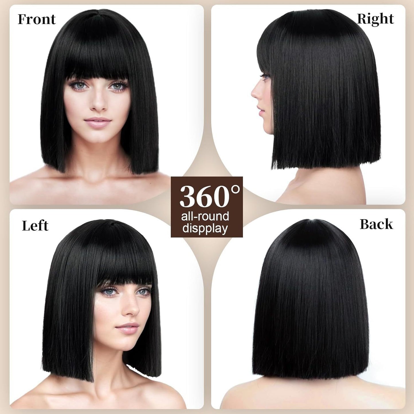 Women's Bangs Fiber Head Cover Optional Wig Short Straight Hair