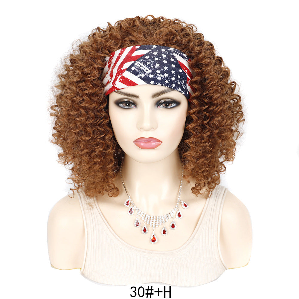 Graceful Ice Silk Band Headband Sheath Wig Short Curly Hair