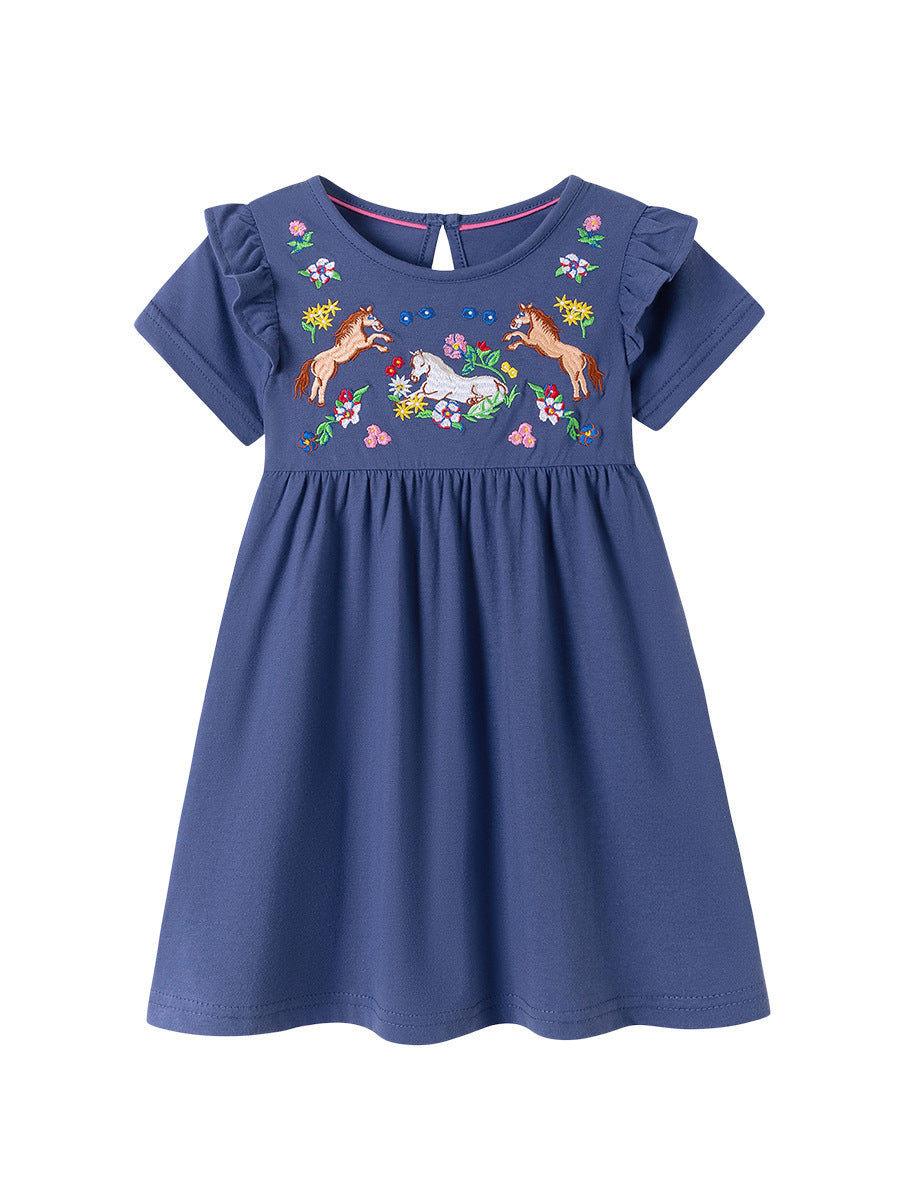 Children's Summer Embroidered Skirt Cute Short Sleeve Children's Dress