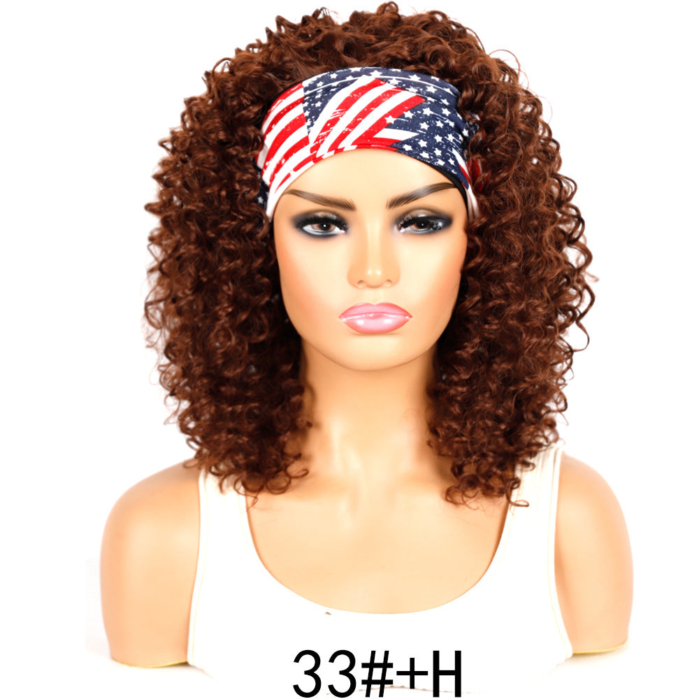 Graceful Ice Silk Band Headband Sheath Wig Short Curly Hair