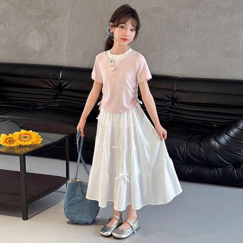 Children's Sleeve Skirt Korean T-shirt Cake Dress Children's Suit