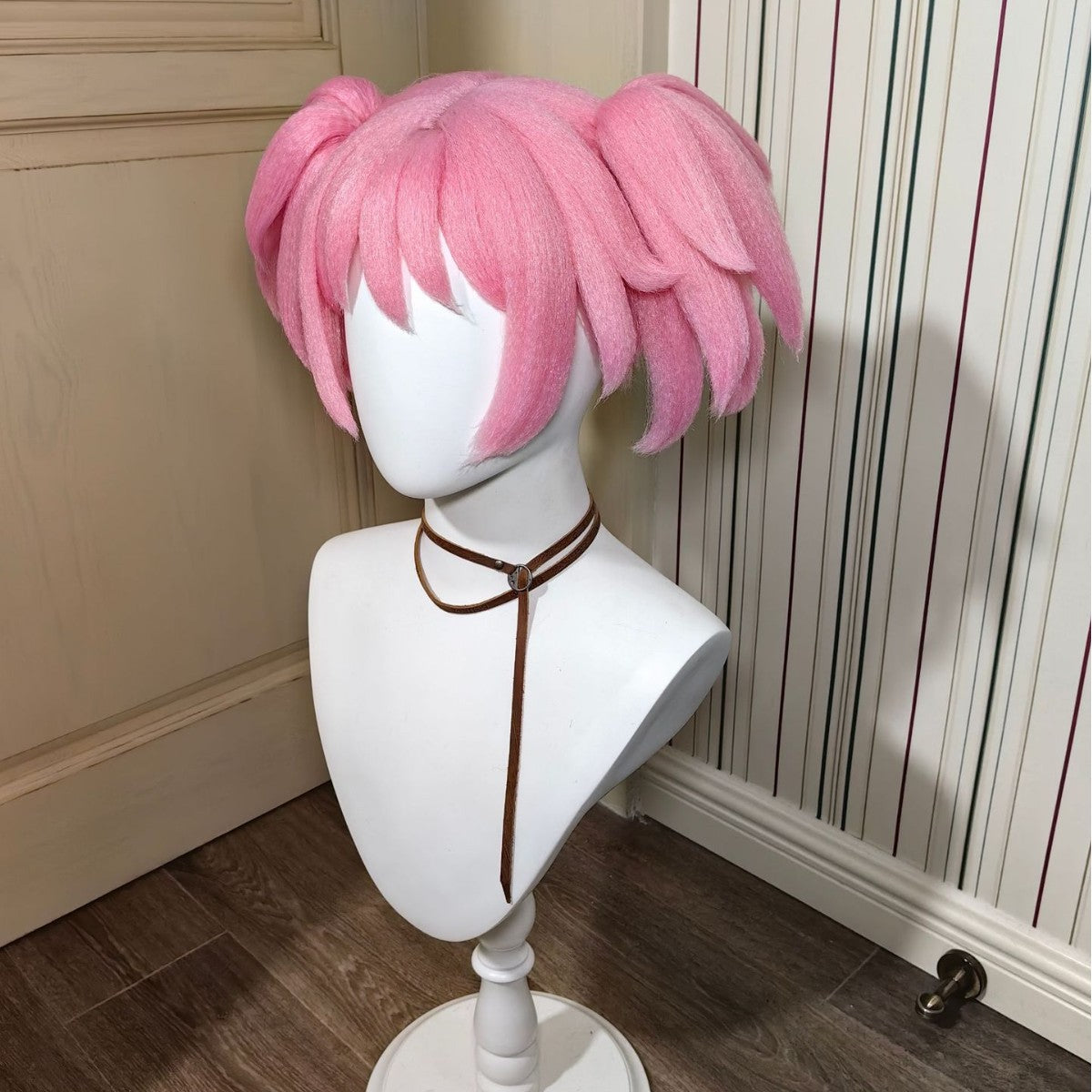 Magi Pink Double Tiger Clip Square Cos Wig