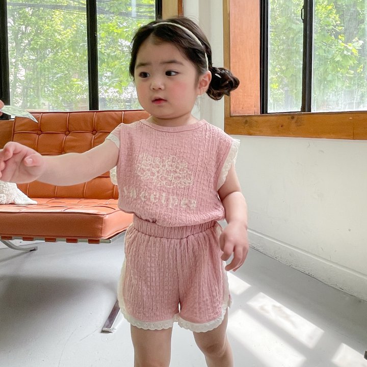 Children's Summer Cute Sweet Short Sleeve Lace Children's Suit