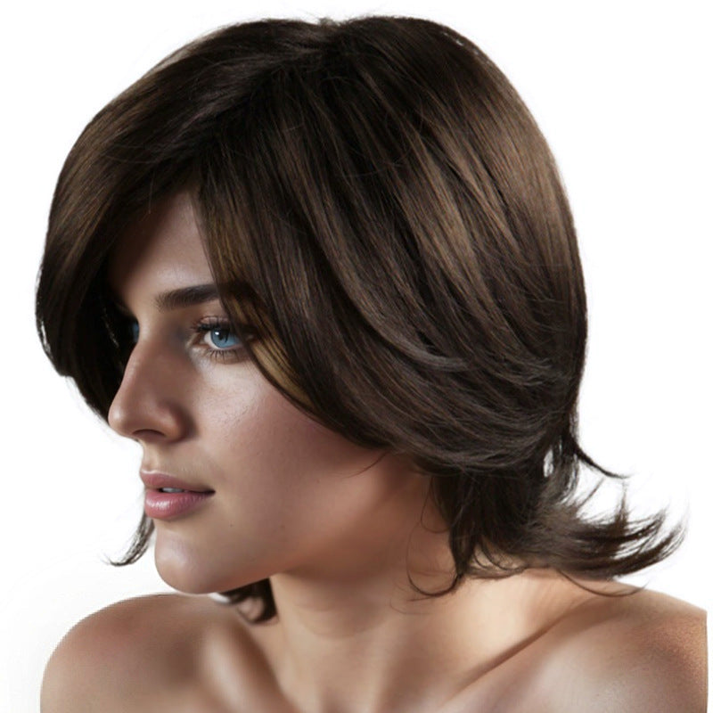 Men's Outer Warped Long Bangs Partial Short Men's Wig