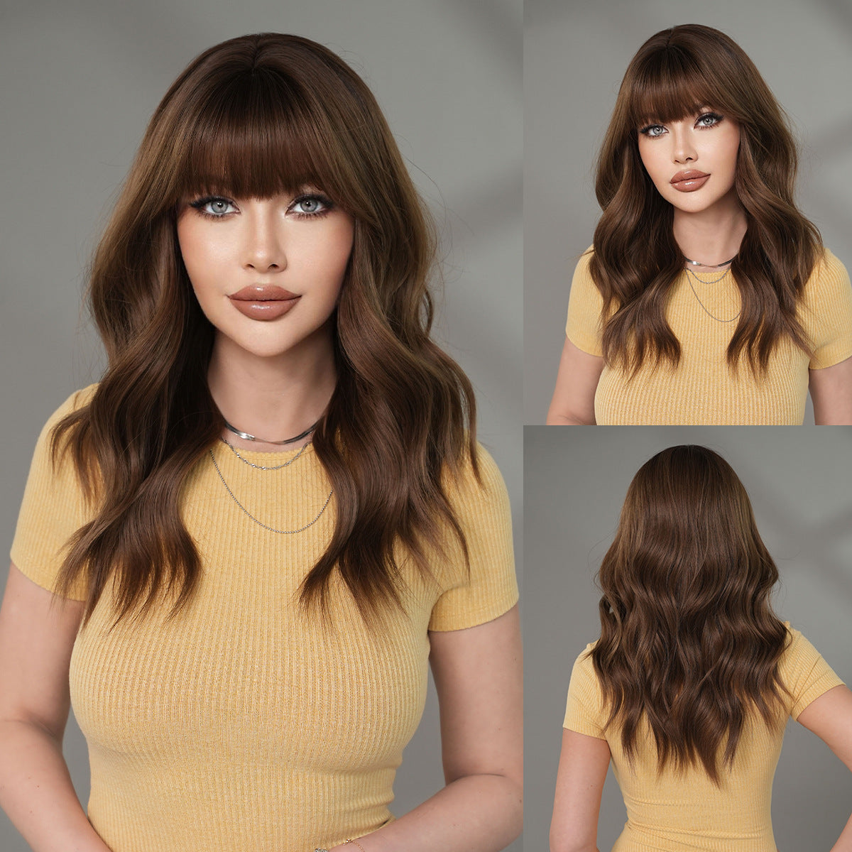 Chest Natural Fluffy Medium Long Micro Bangs Everyday Wig Short Curly Hair