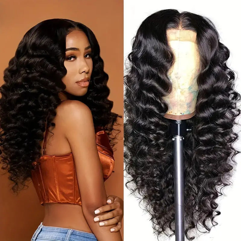 Comfortable Unique Human Hair Front Lace Wig Long Curls