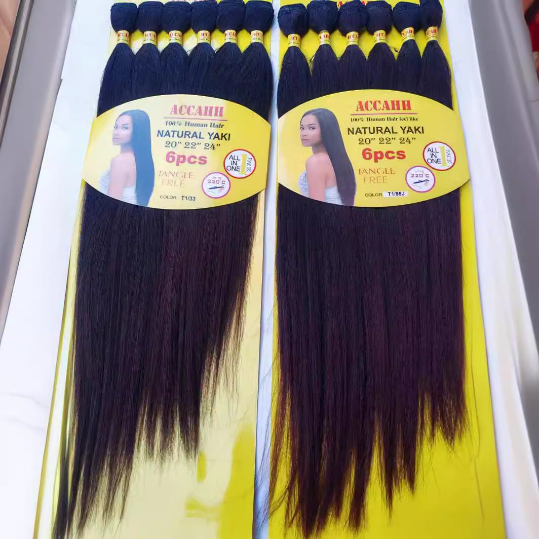 African Black Long Straight Hair Weft Wig