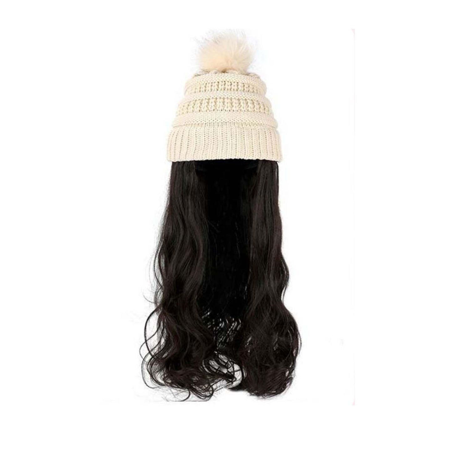 Women's Hair Big Wave Hat Solid Color Wig Long Curls