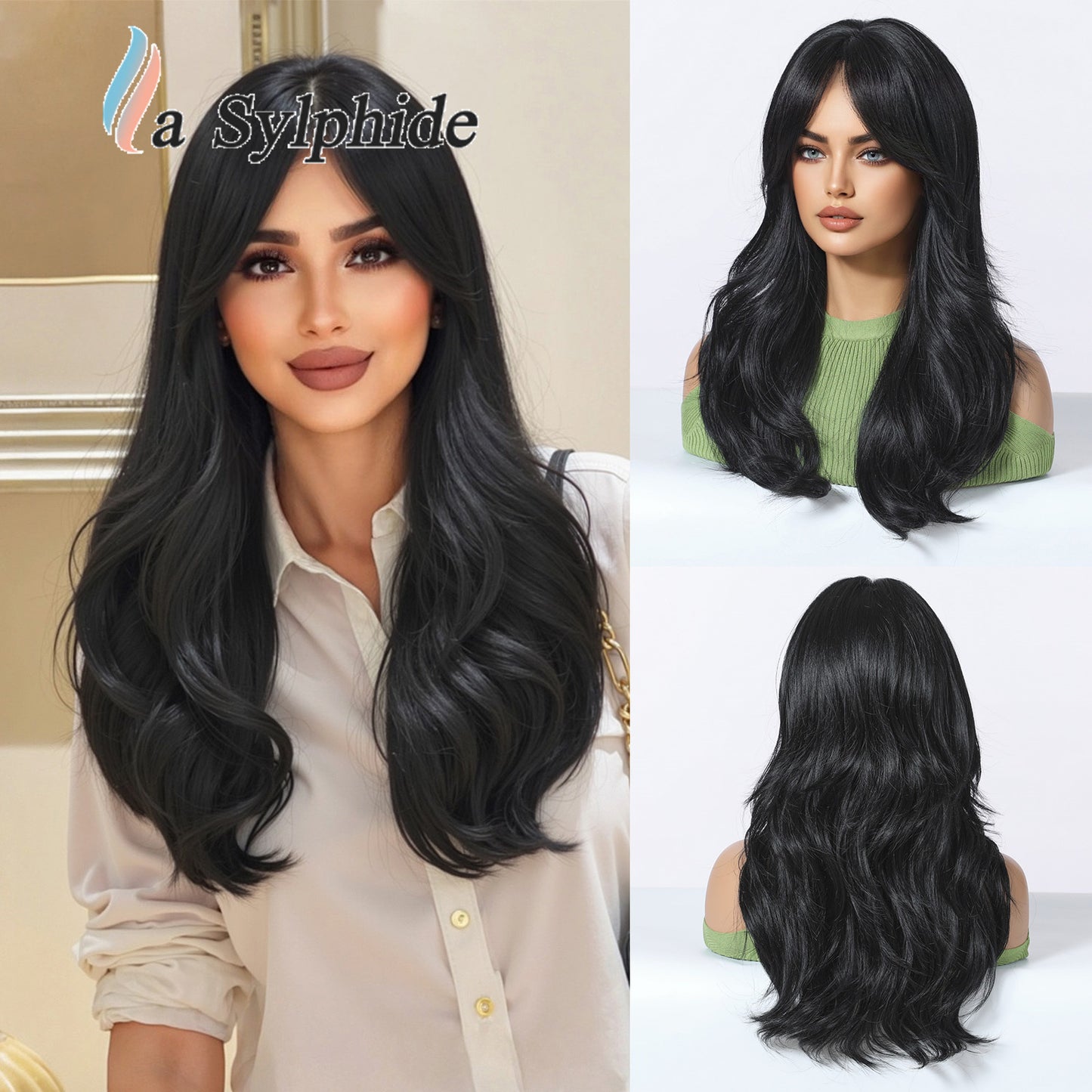 Live Broadcast Brown Golden Gradient Rose Net Mechanism Bangs Fashion Wig Long Curls