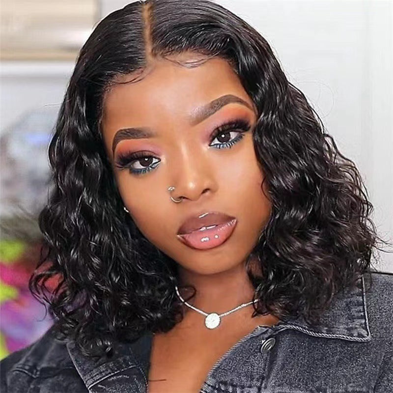 Fashion Head Cover Small Volume Afro Black Fluffy Synthetic Wig Short Curly Hair