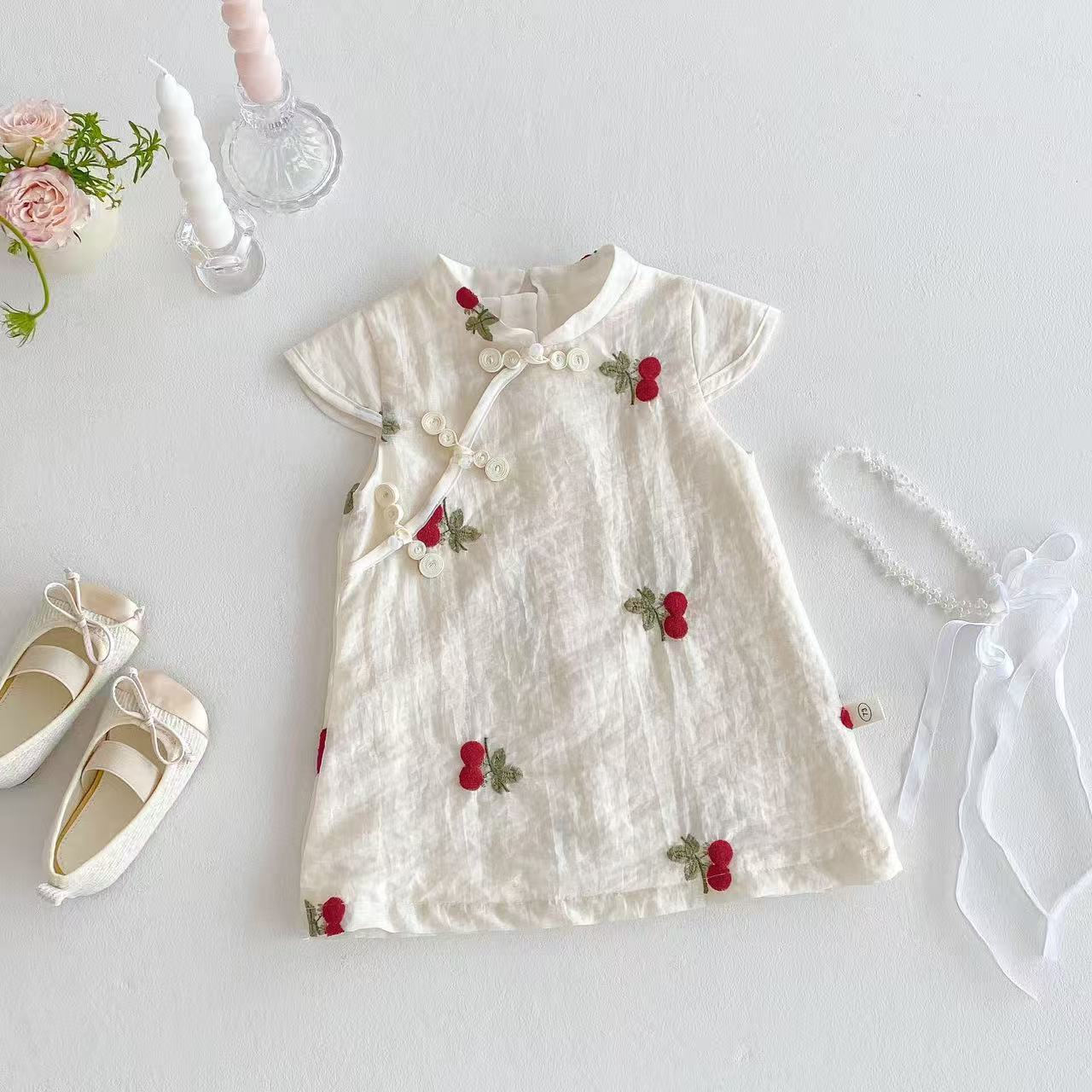 Cheongsam Summer Diagonal National Style Trendy Children's Dress